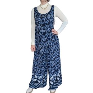 Anthropologie Bristol Camelia Navy Blue Jumpsuit - Medium